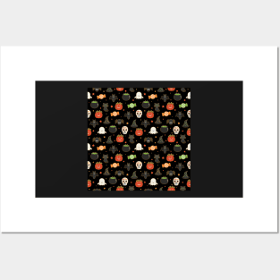 Halloween Pattern Pumpkins Ghosts Bats Posters and Art